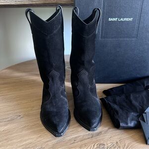 Authentic saint Laurent black Houston Cowboy boot 38